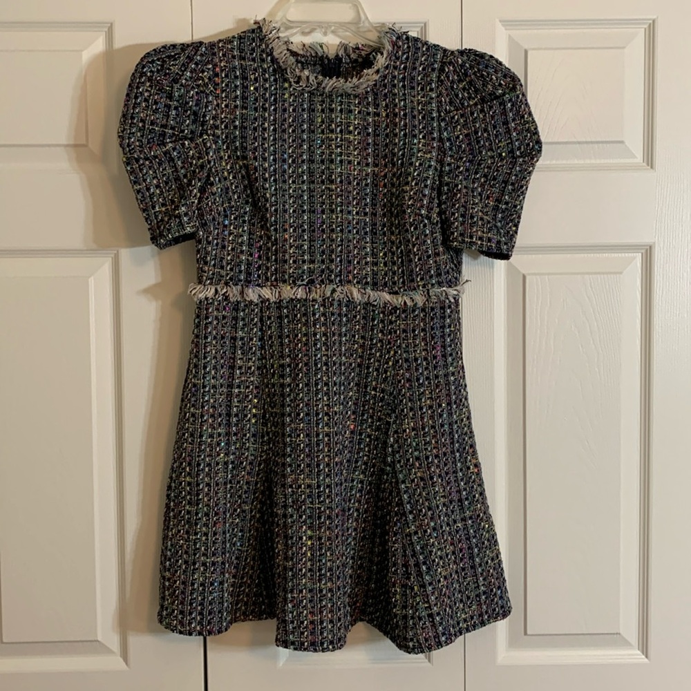 Fate Tweed Confetti Navy Multicolor Mini Dress Size Small Women’s      K1